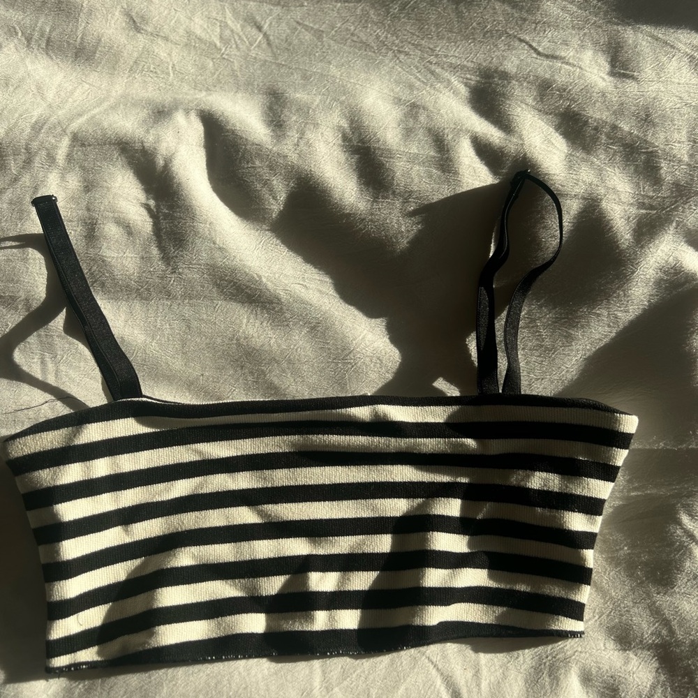 Zara Striped Black and White Crop Top